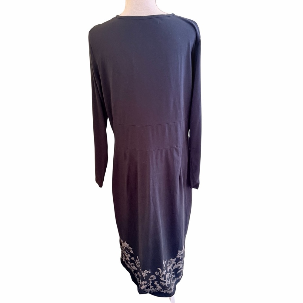 Eddie Bauer Navy Blue Surplice Maxi Dress with Print Floral Border XL Long - Picture 7 of 12